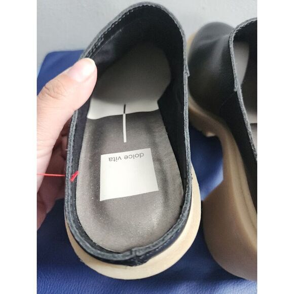 Dolce Vita Carry Black 100% Suede Leather Chuncky 4" Heel Mules Shoes size 9 - Picture 5 of 10